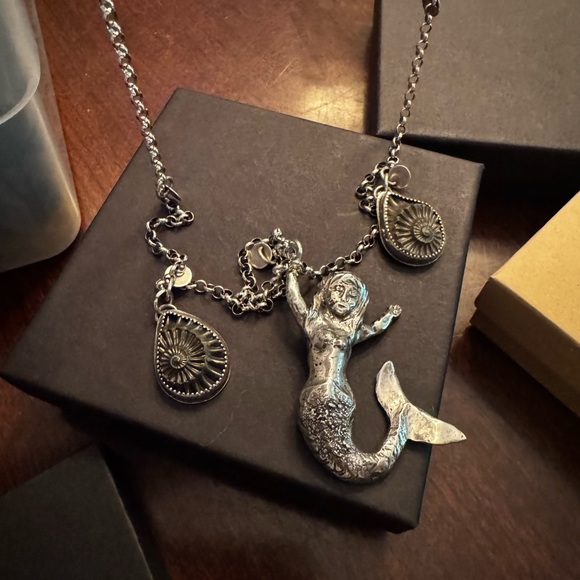 Solid Sterling Silver Mermaid Pendant Necklace - Picture 4 of 7